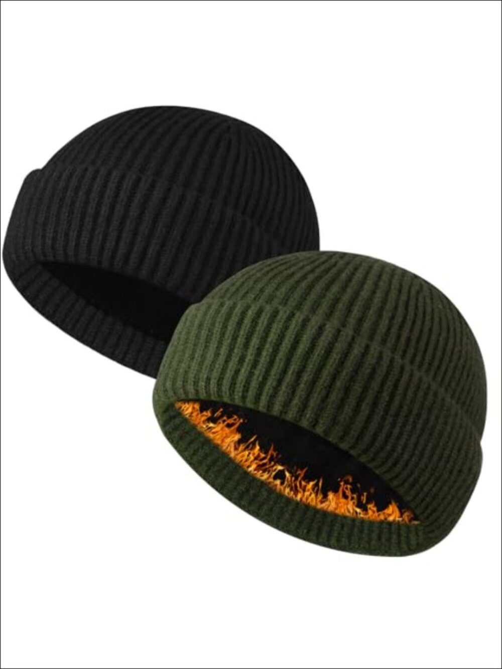 Merino Wool Fleece Lined Fisherman Beanie Cuffed Knit Watch Cap